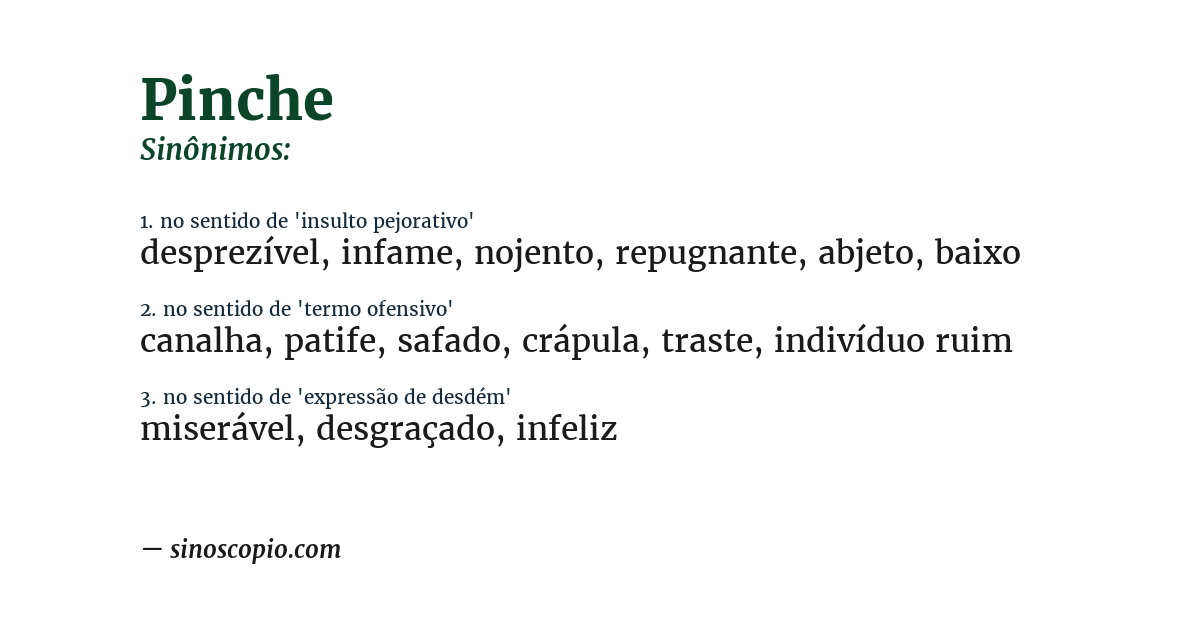 Sinônimo de pinche