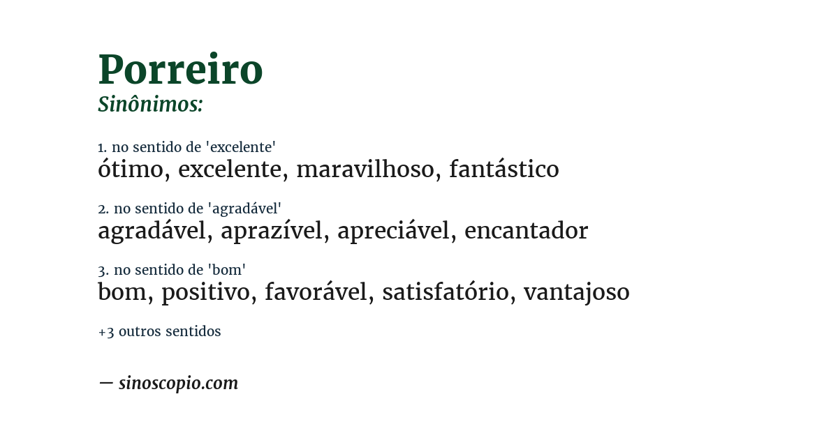 Sinônimo de porreiro