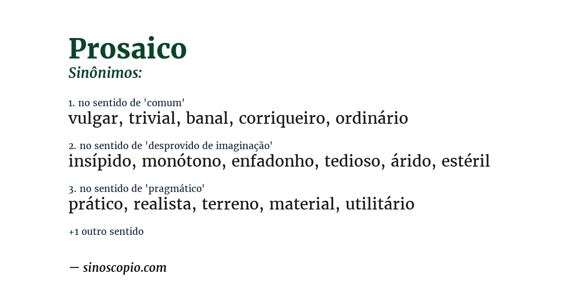 Sinônimo de prosaico