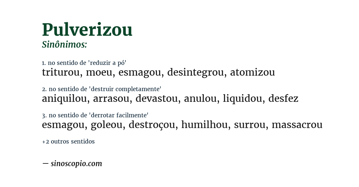 Sinônimo de pulverizou