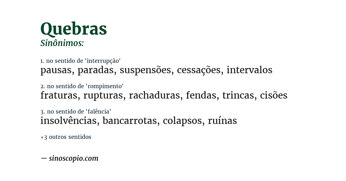 Sinônimo de quebras