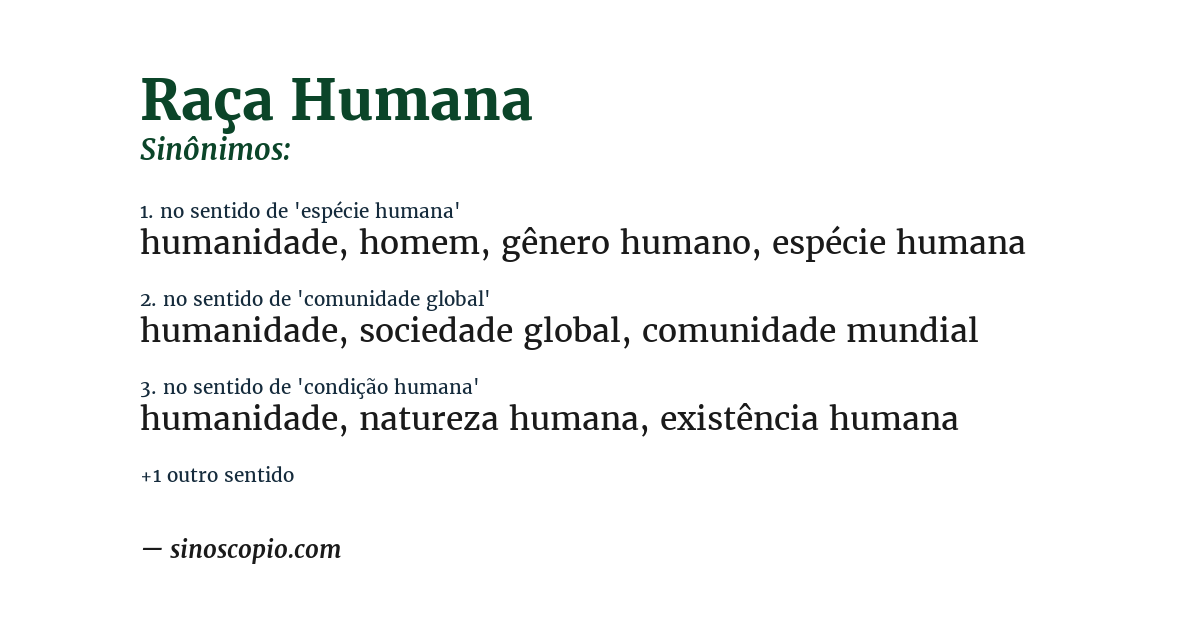 Sinônimo de raça humana