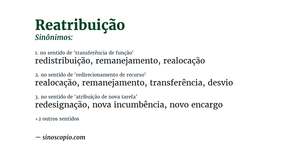 Sinônimo de reatribuição