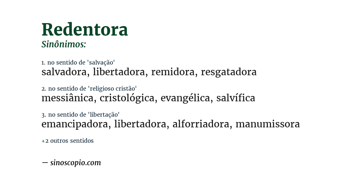 Sinônimo de redentora
