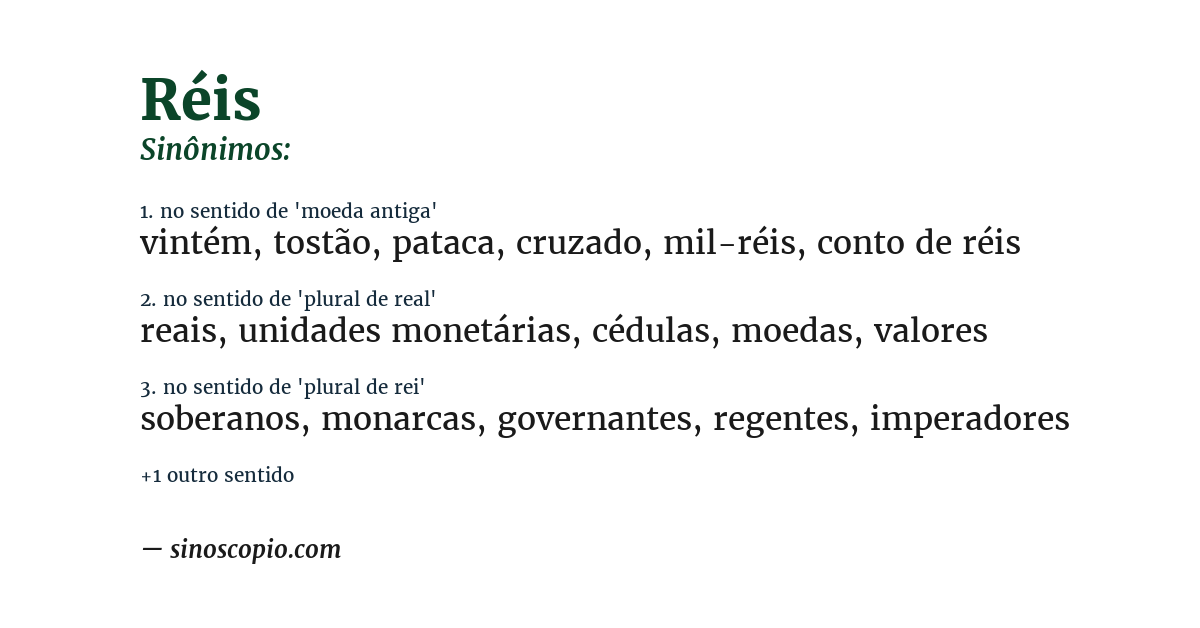 Sinônimo de réis