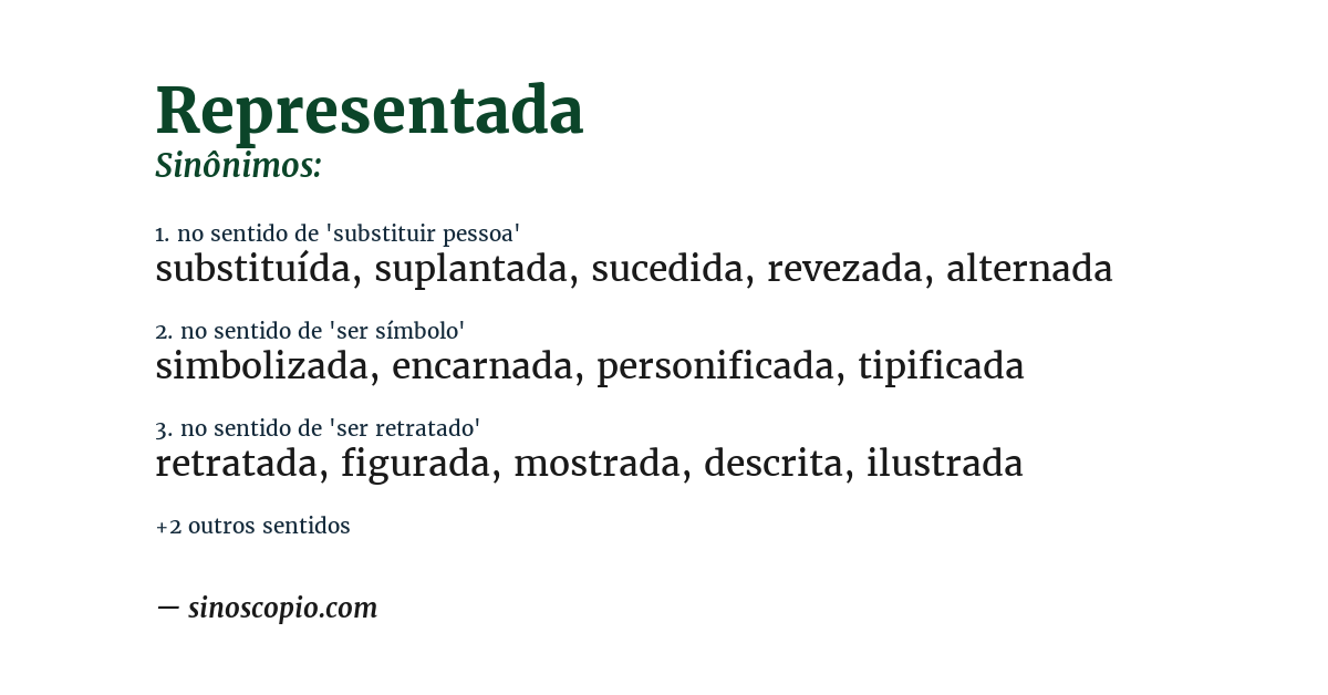 Sinônimo de representada