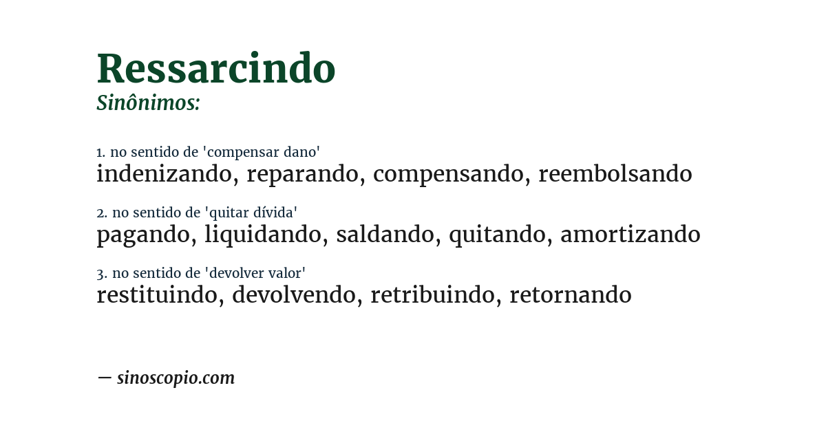 Sinônimo de ressarcindo