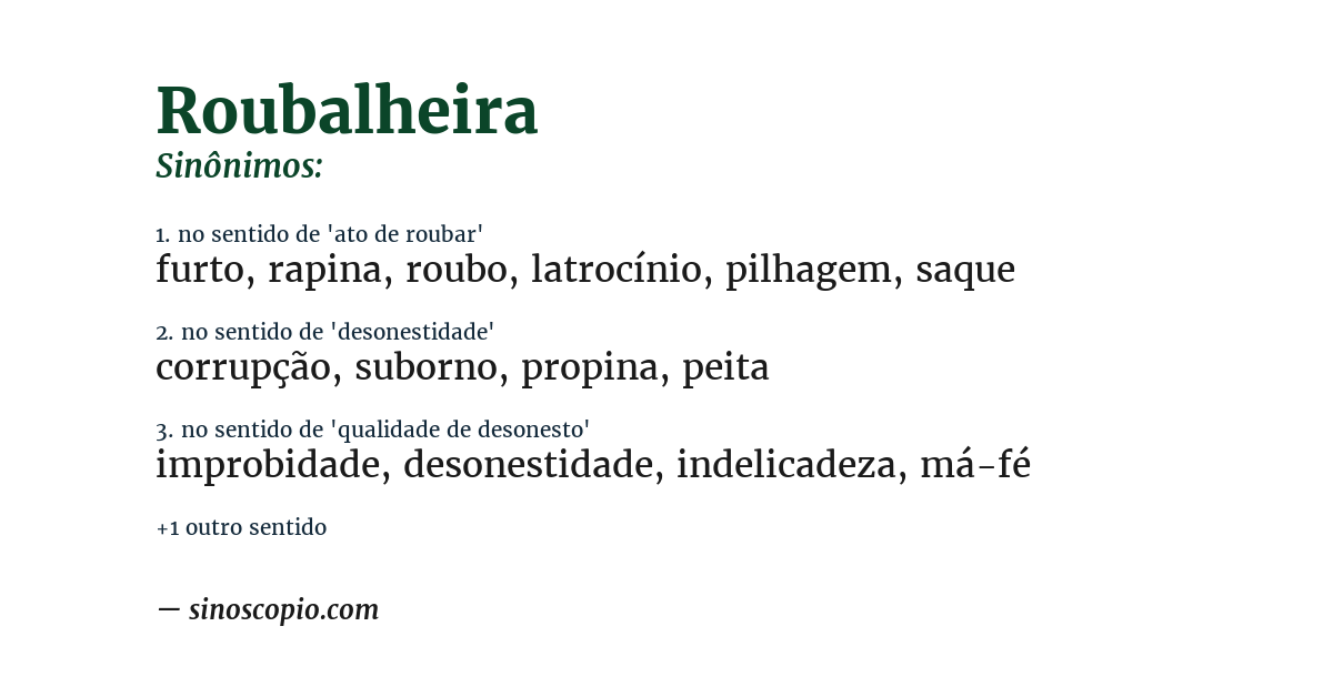 Sinônimo de roubalheira