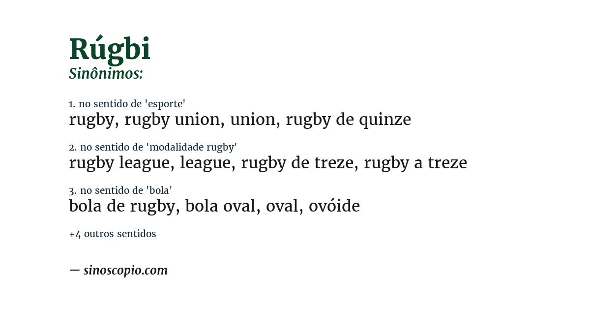 Sinônimo de rúgbi