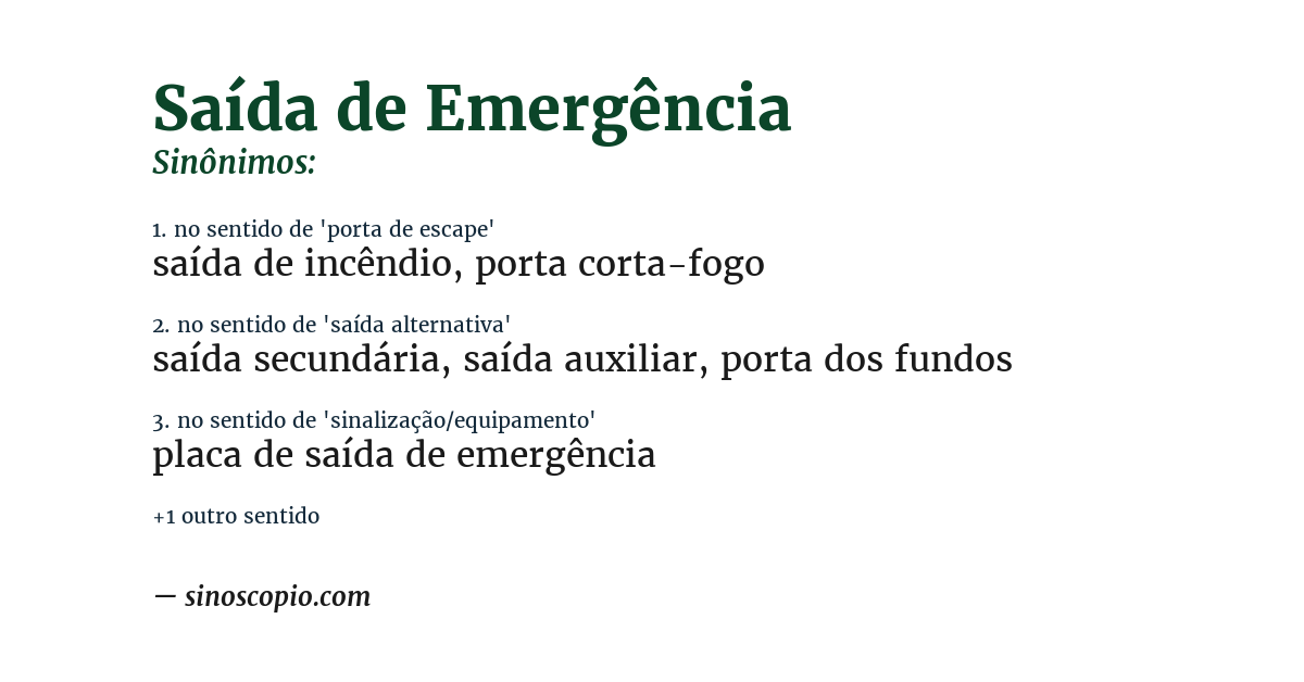 Sinônimo de saída de emergência