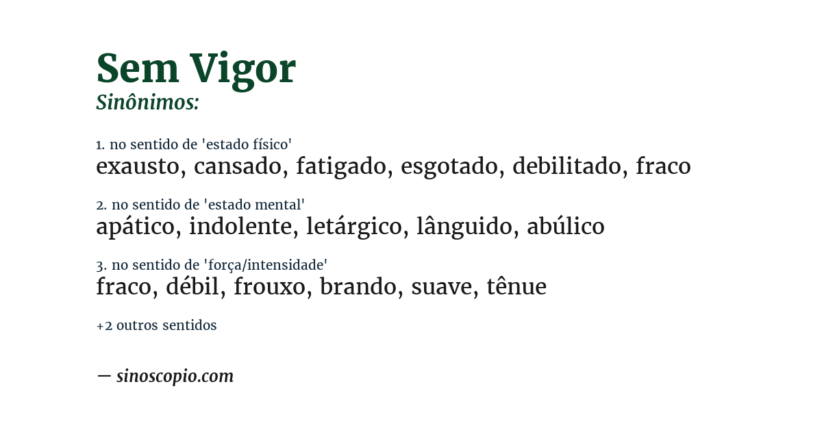 Sinônimo de sem vigor