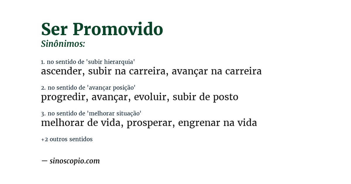 Sinônimo de ser promovido