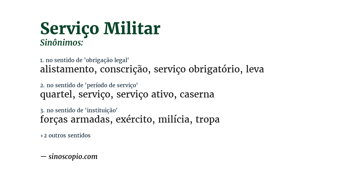 Sinônimo de serviço militar
