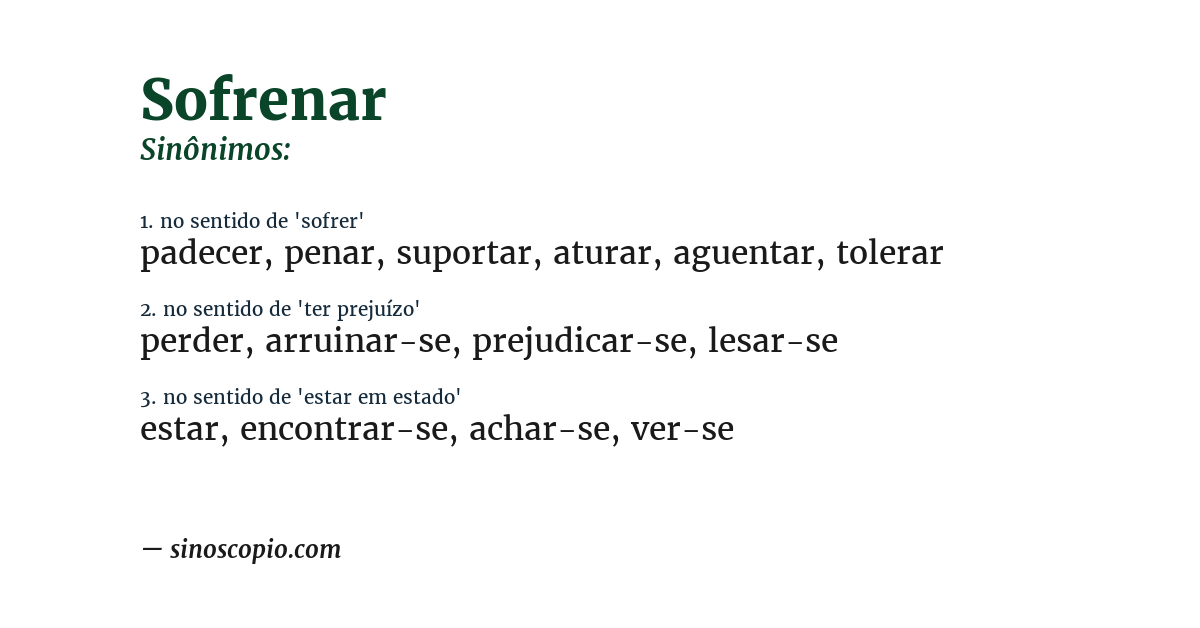 Sinônimo de sofrenar