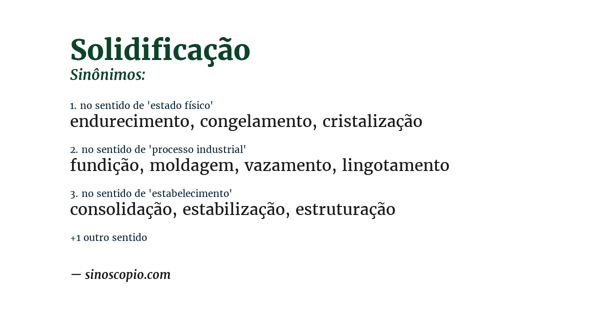 Sinônimo de solidificação
