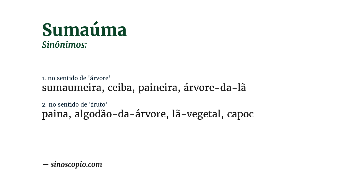 Sinônimo de sumaúma