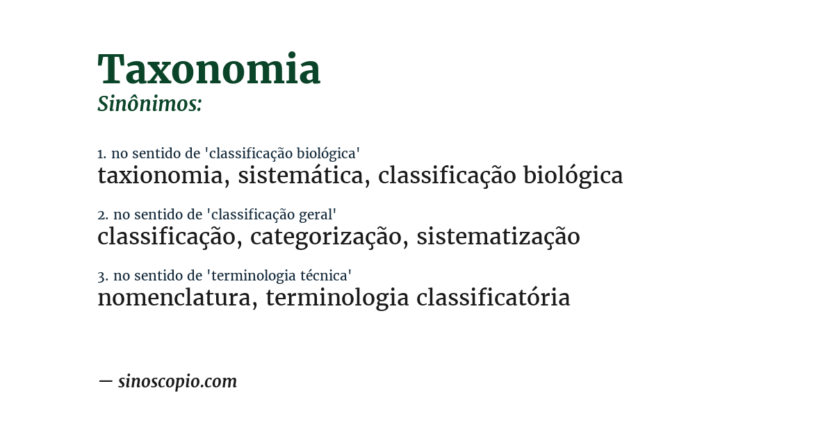 Sinônimo de taxonomia