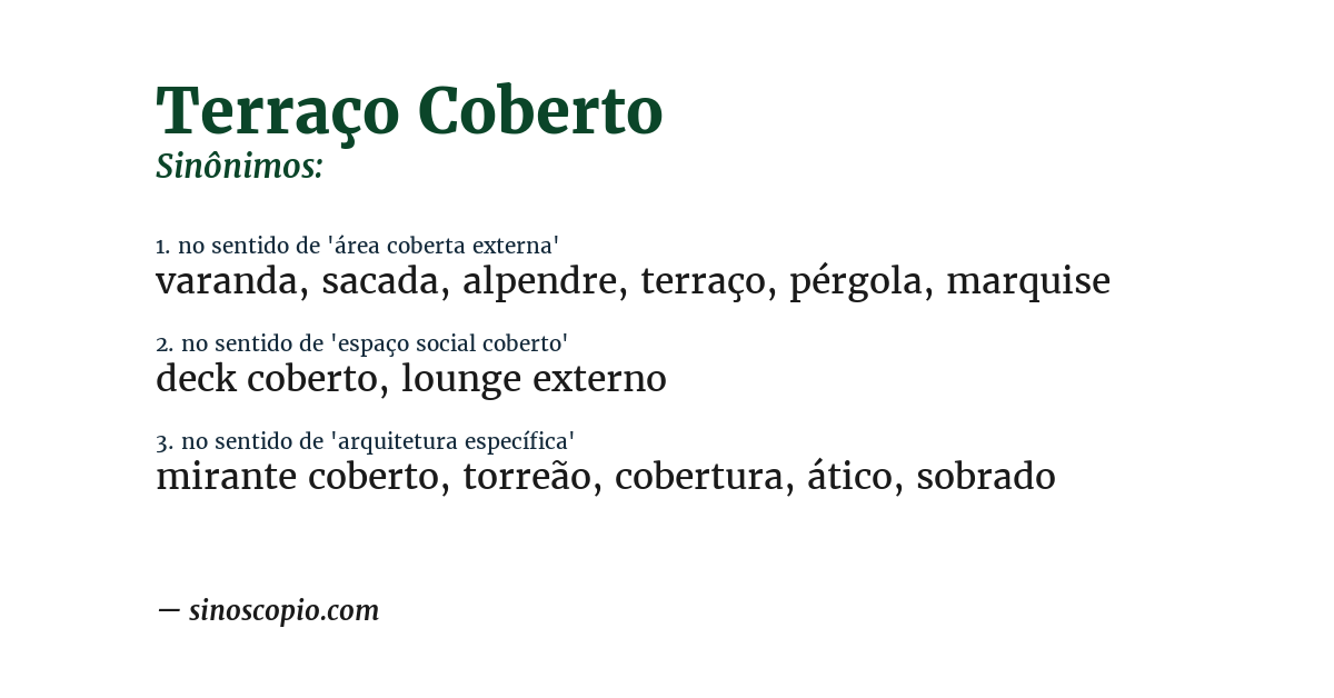 Sinônimo de terraço coberto