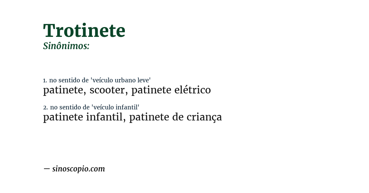 Sinônimo de trotinete
