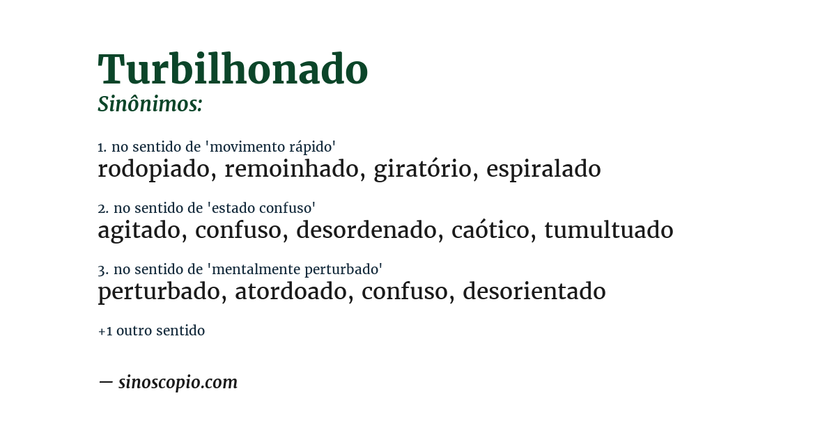 Sinônimo de turbilhonado