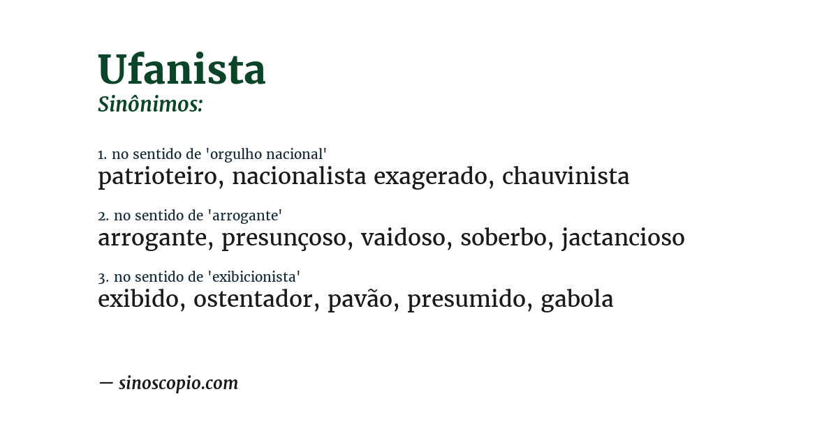 Sinônimo de ufanista
