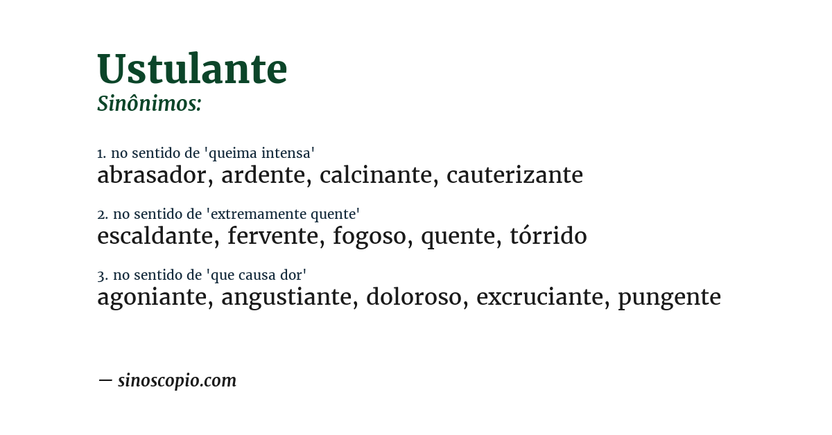 Sinônimo de ustulante