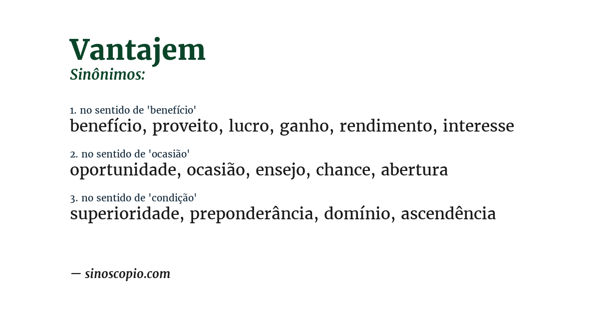 Sinônimo de vantajem