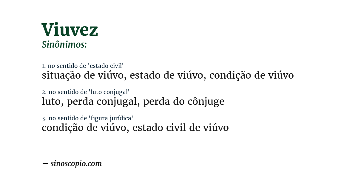 Sinônimo de viuvez