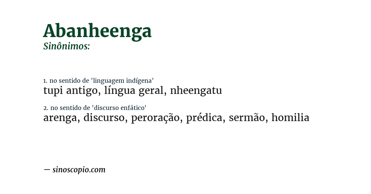 Sinônimo de abanheenga