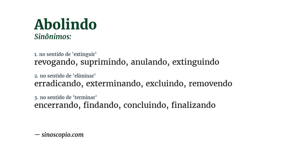 Sinônimo de abolindo