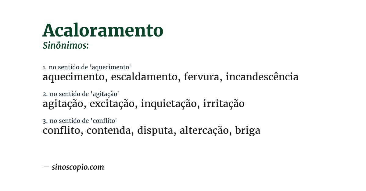 Sinônimo de acaloramento