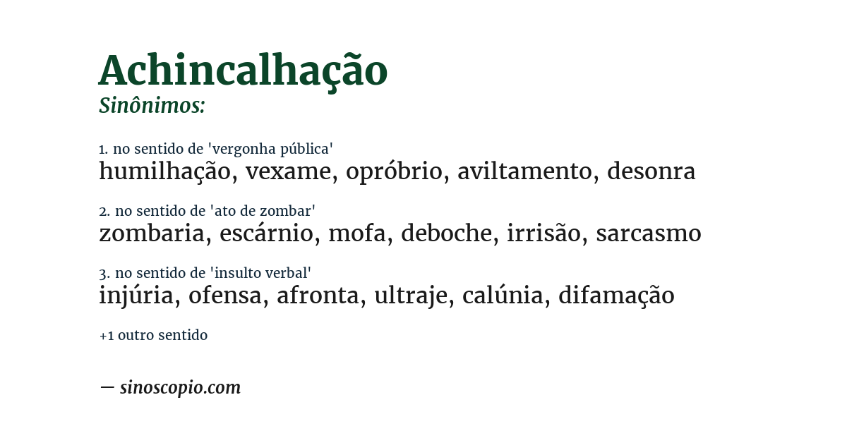 Sinônimo de achincalhação