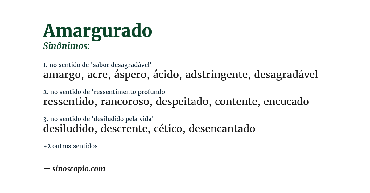 Sinônimo de amargurado
