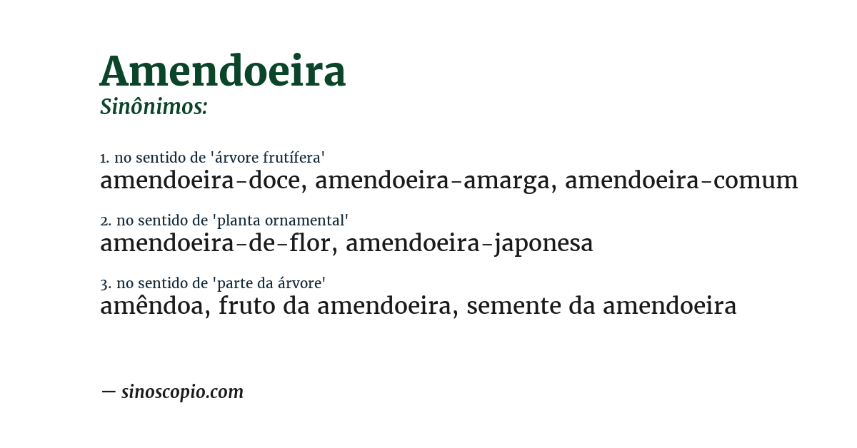 Sinônimo de amendoeira