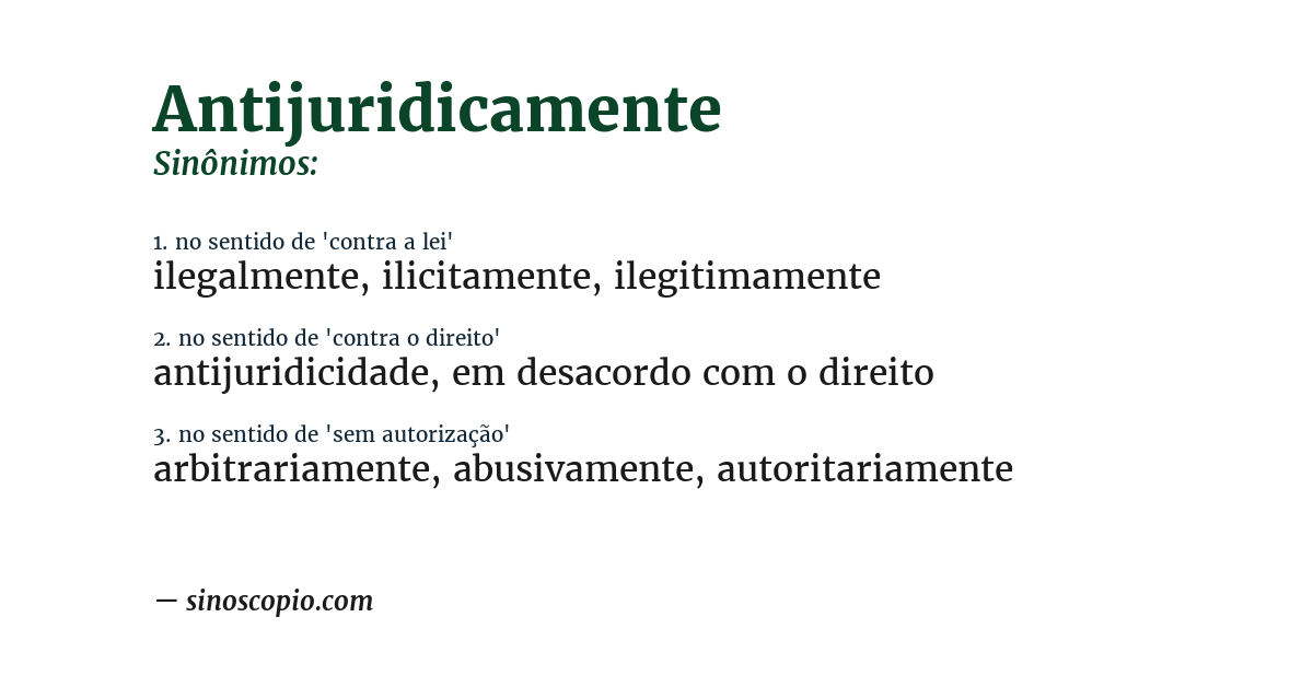 Sinônimo de antijuridicamente