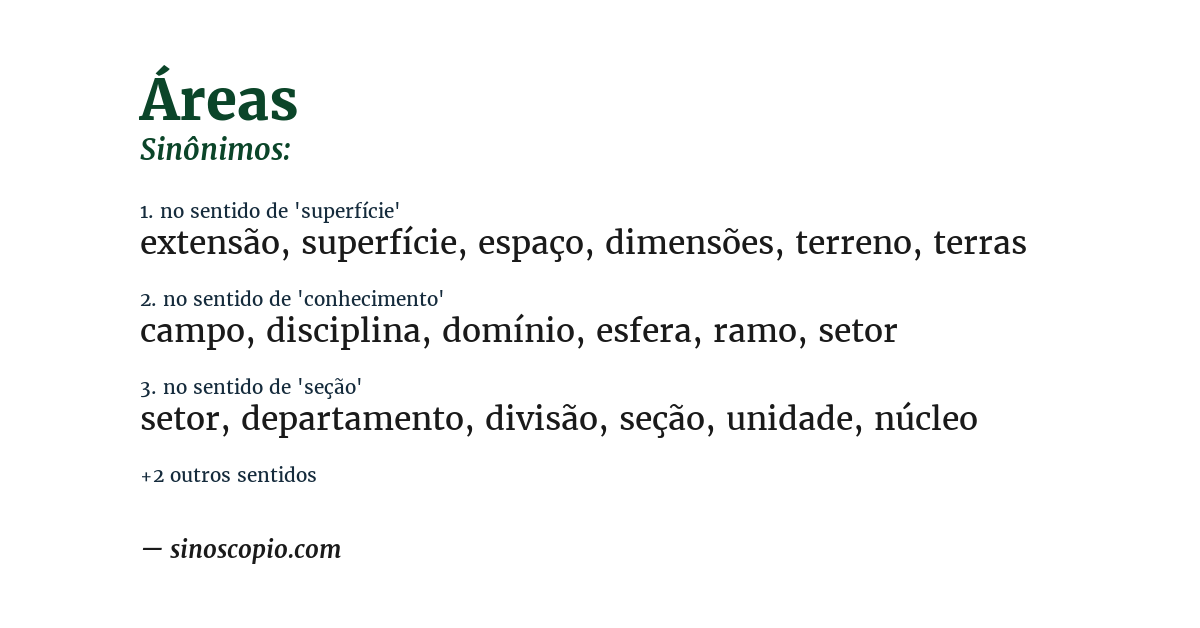 Sinônimo de áreas