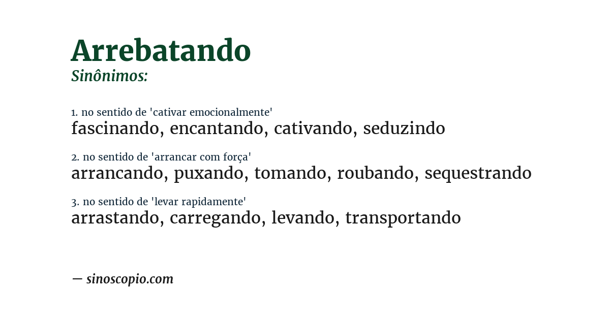 Sinônimo de arrebatando