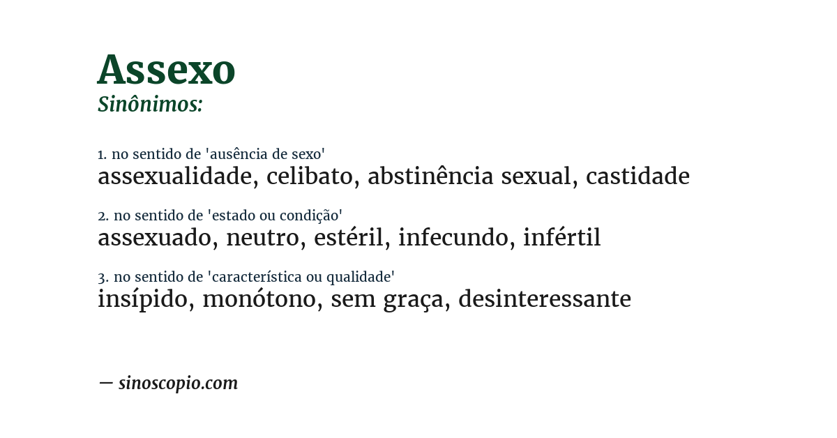 Sinônimo de assexo