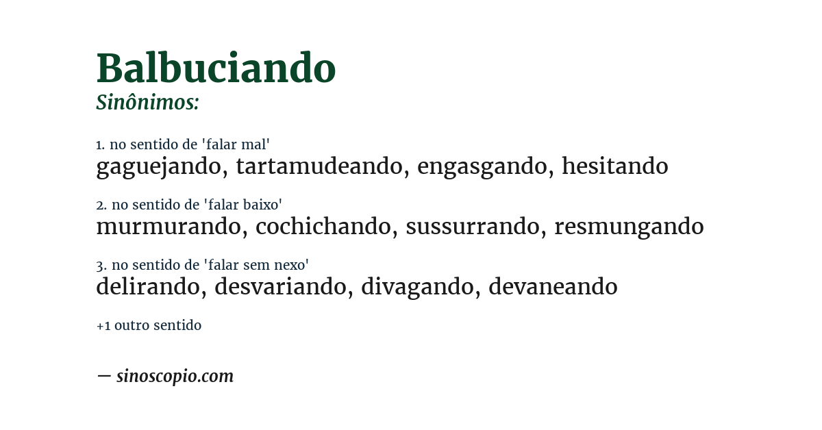 Sinônimo de balbuciando