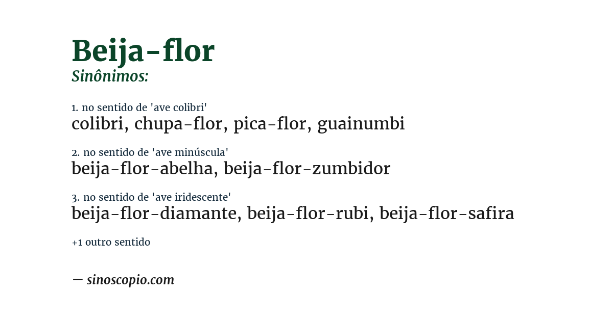 Sinônimo de beija-flor