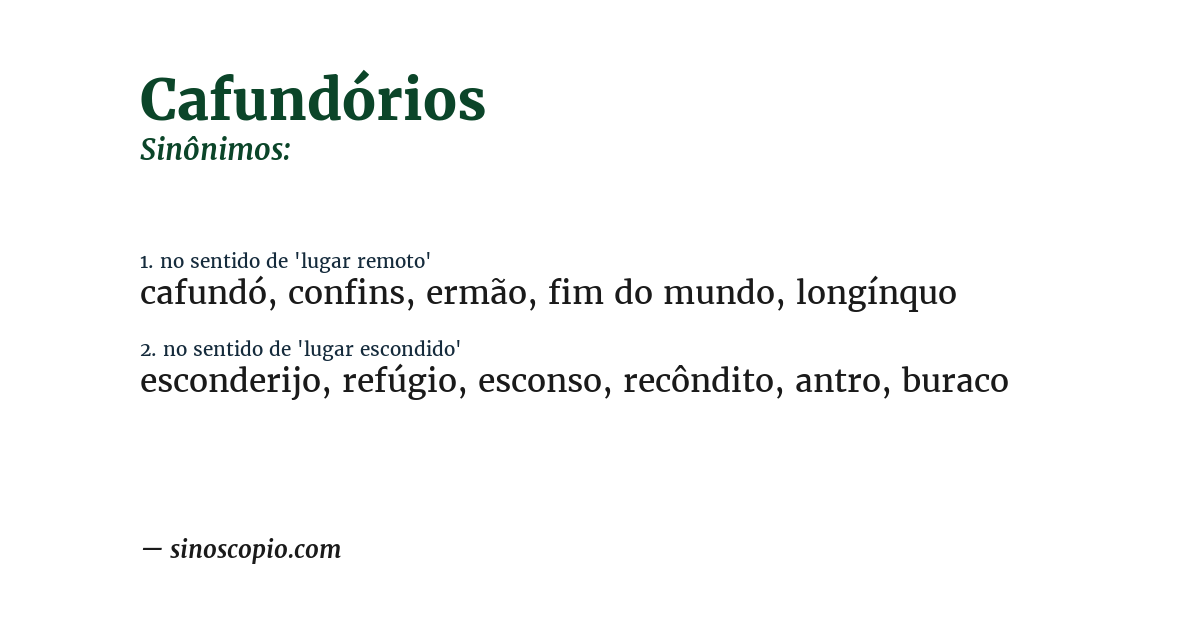 Sinônimo de cafundórios