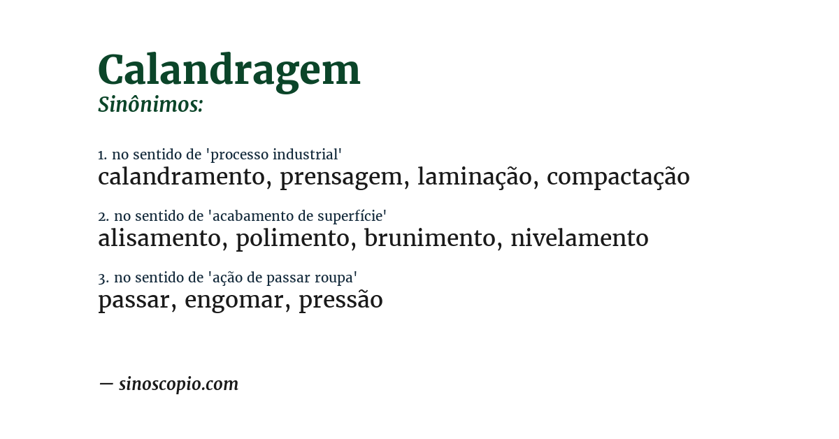 Sinônimo de calandragem