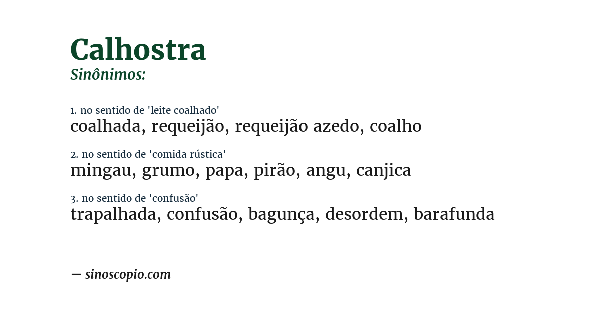 Sinônimo de calhostra