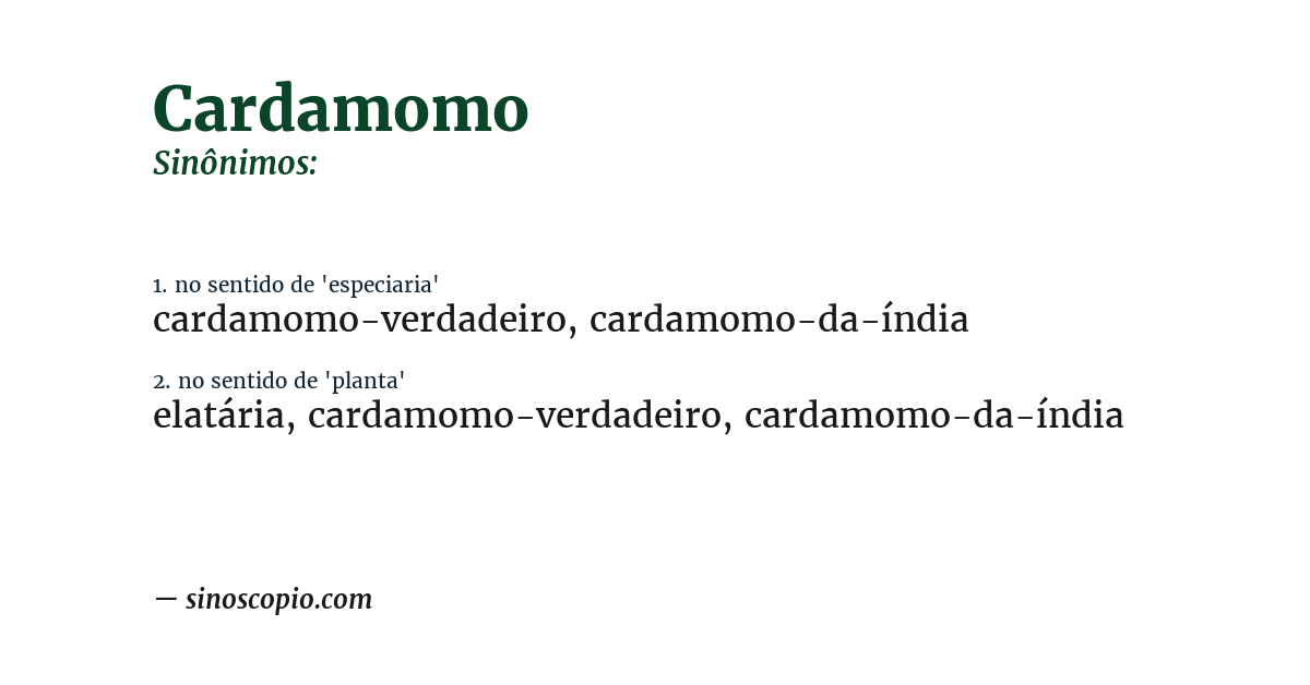 Sinônimo de cardamomo