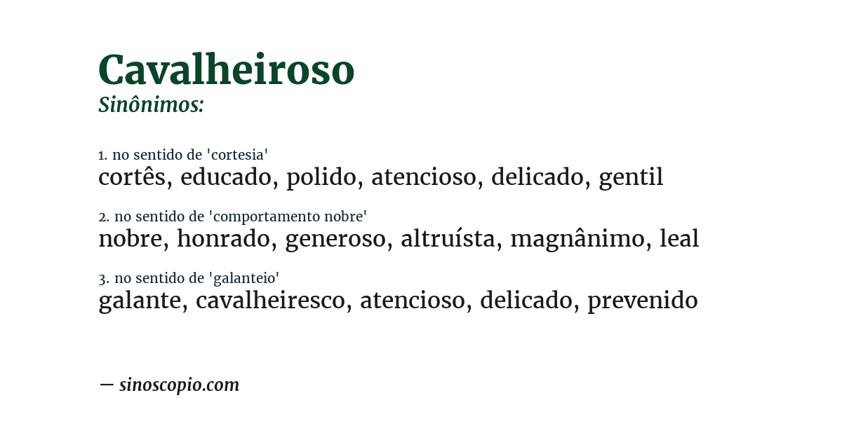 Sinônimo de cavalheiroso