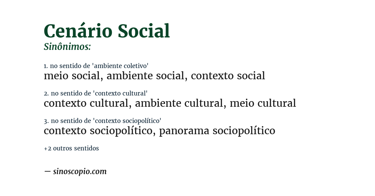 Sinônimo de cenário social
