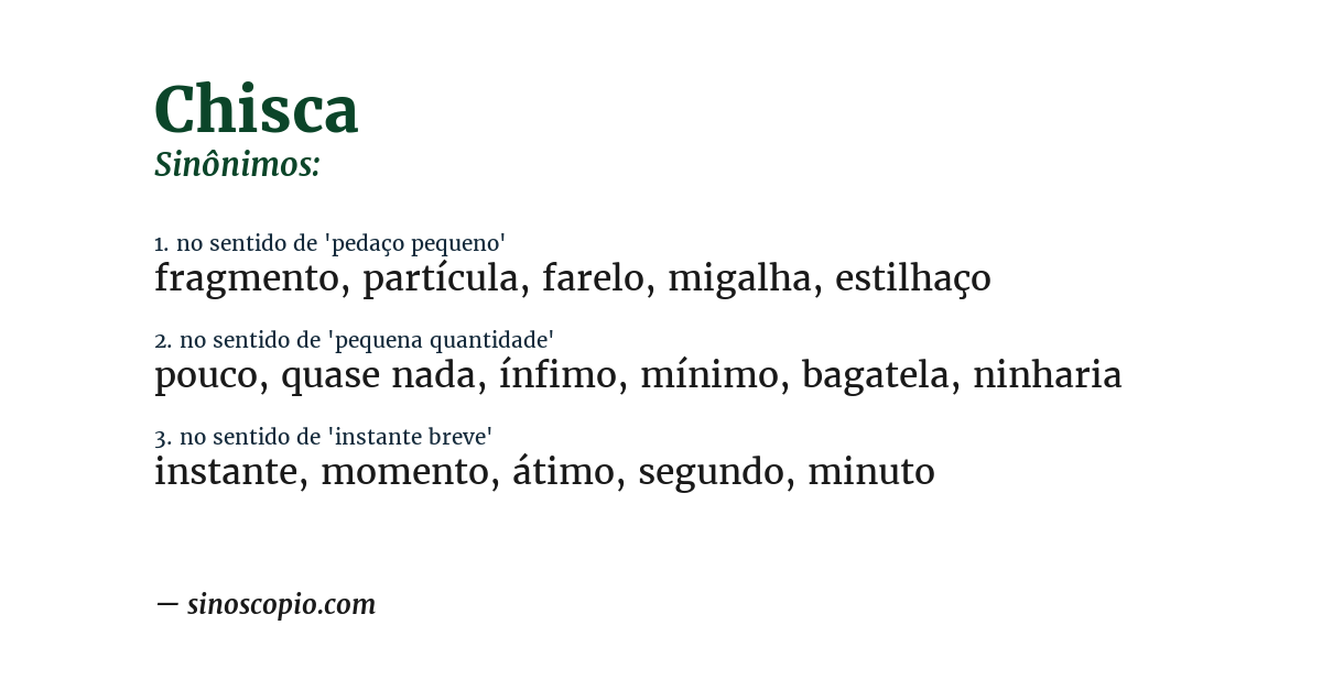 Sinônimo de chisca