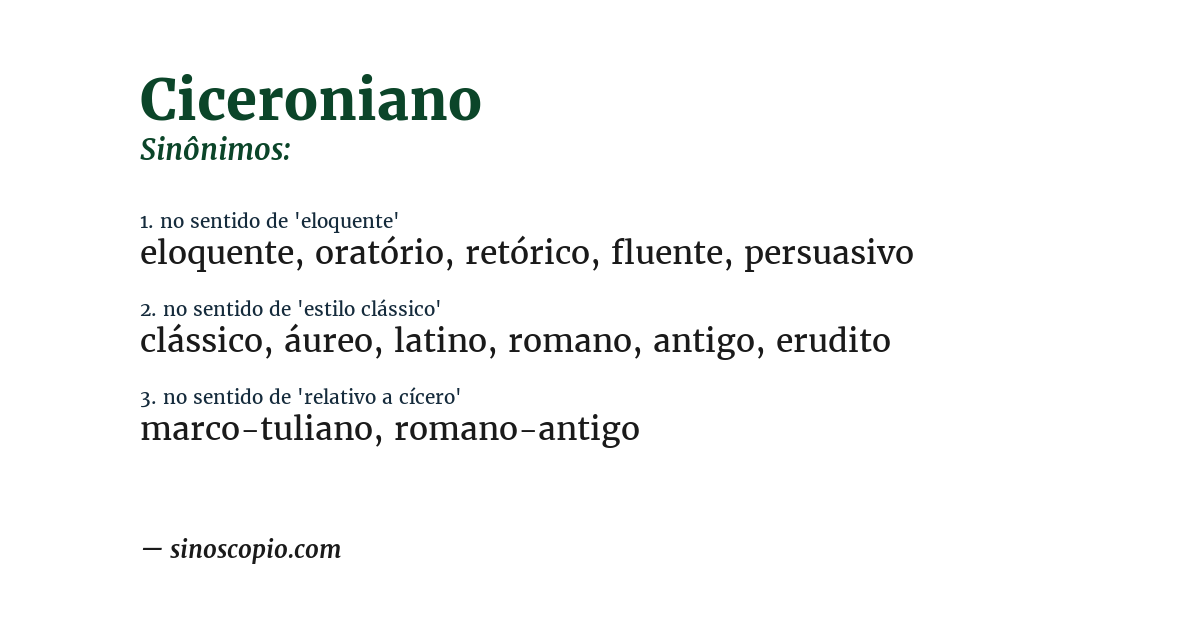 Sinônimo de ciceroniano
