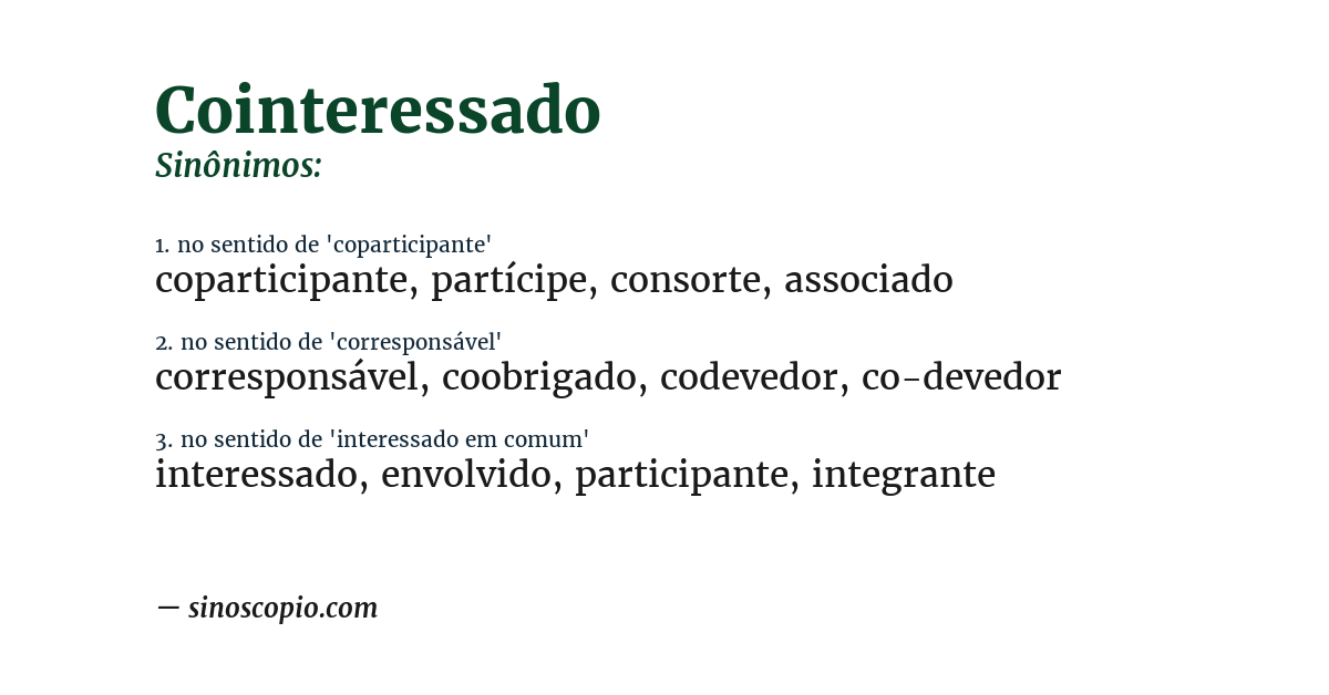 Sinônimo de cointeressado