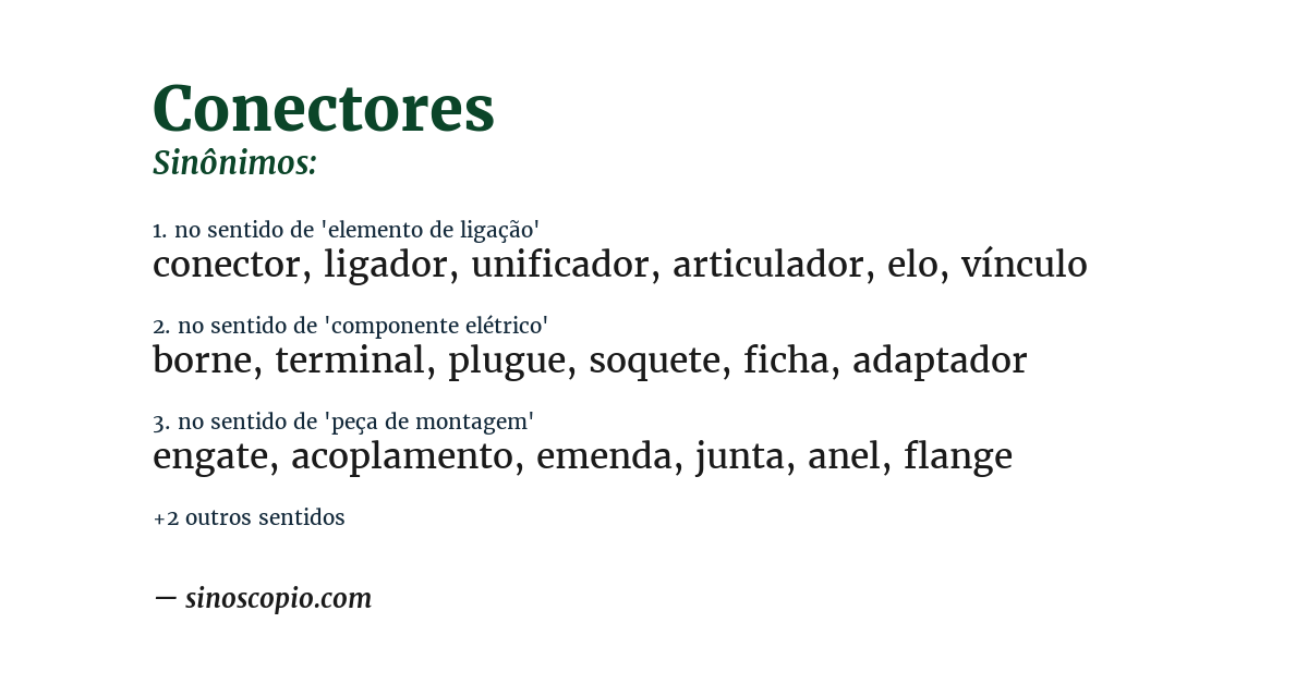 Sinônimo de conectores